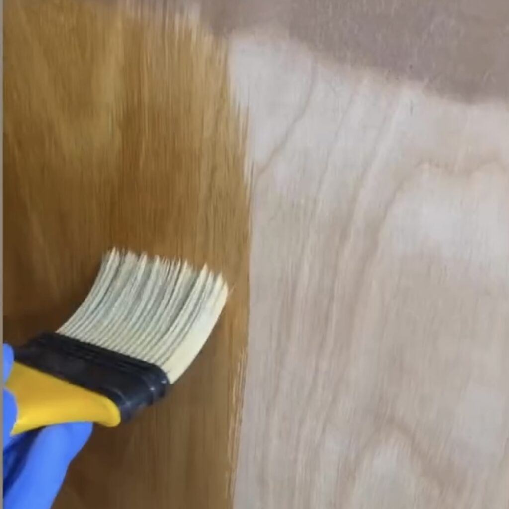 Bleaching the wood for this paint dipped makeover.