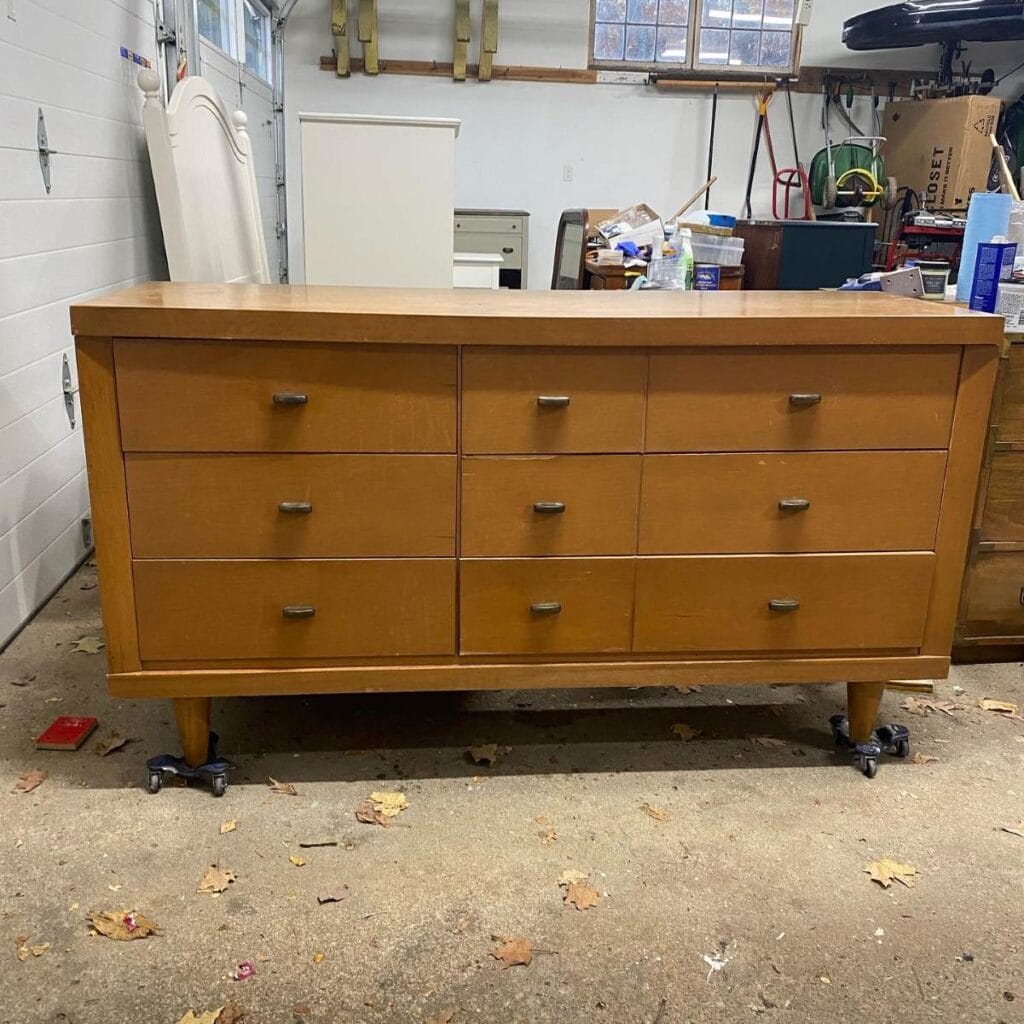 Before photo of MCM dresser used in paint dip makevoer