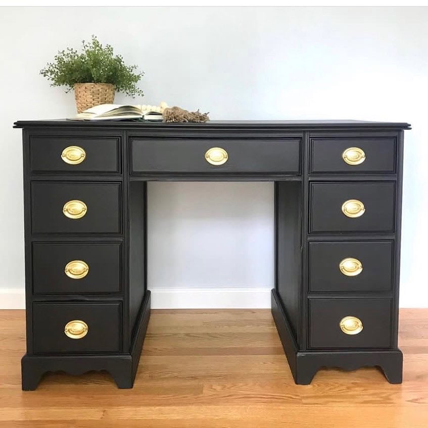 Photo of mahogany desk painted black